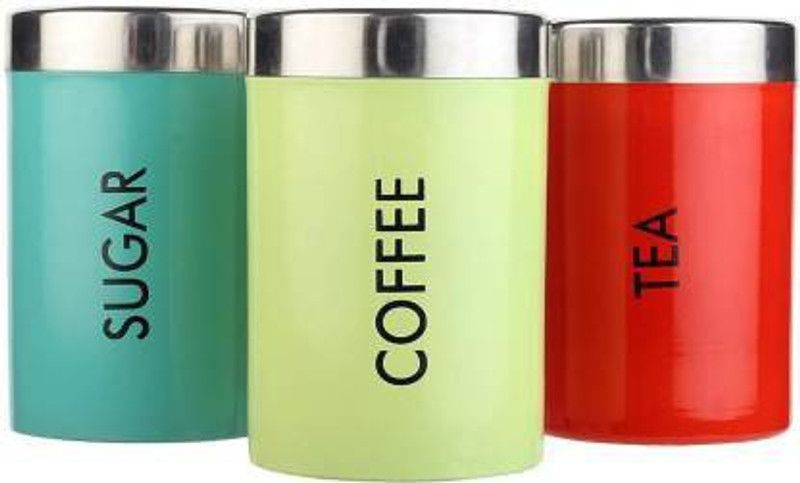 Goodsly Steel Tea Coffee & Sugar Container - 700 ml, 700 ml, 700 ml  (Pack of 3, Blue, Green, Red)