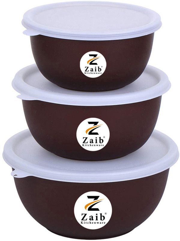 Zaib Steel Grocery Container - 1250 ml, 750 ml, 500 ml  (Pack of 3, Brown)