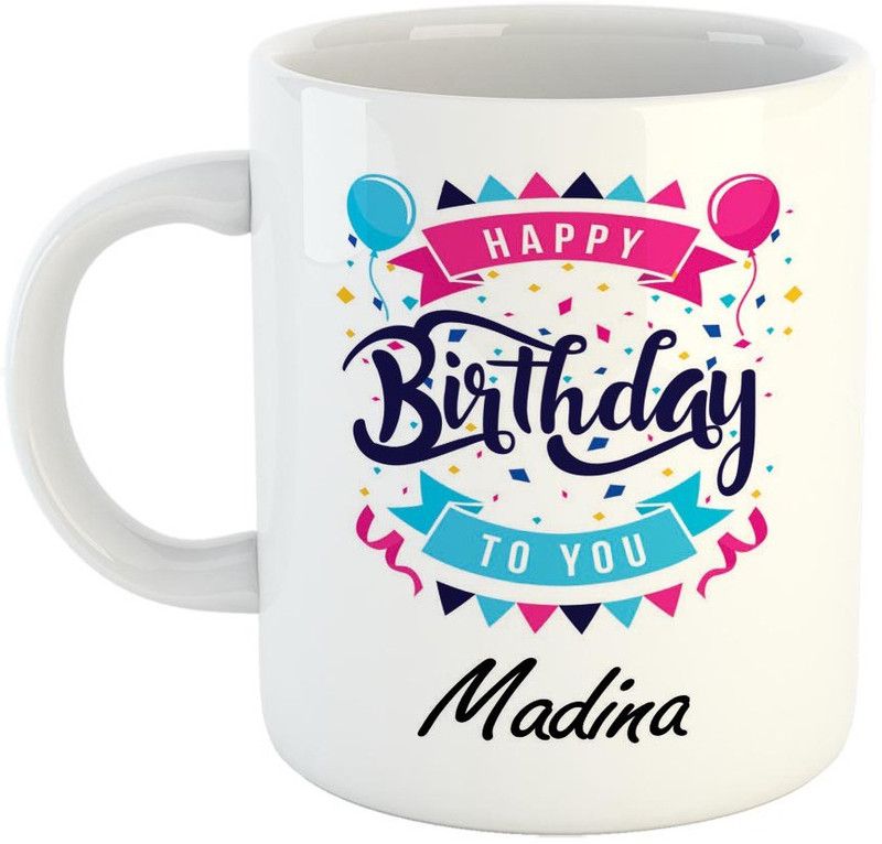 FABTODAY BestGift for Birthday, Name - Madina Ceramic Coffee Mug  (350 ml)