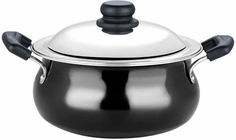 VINOD Black Pearl Hard Anodised Handi with Stainless Steel Lid Handi 6.5 L with Lid  (Aluminium)