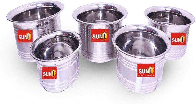 sun1 SUN1-ADDUKU-TOP-SET(INDUCTION BOTTOM)-2.5L/2L/1.5L/1L/500ML Induction Bottom Cookware Set  (Stainless Steel, 5 - Piece)