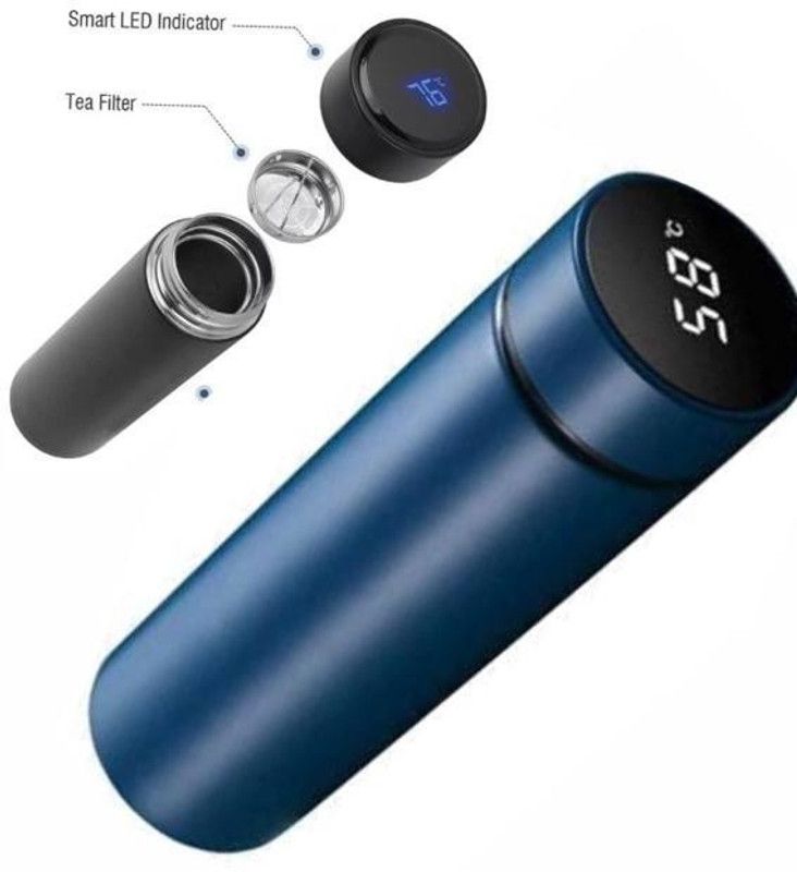 Oink Temperature Bottle with LED Display with Touch Screen 500ml (Black)-SET OF 3 500 ml Bottle  (Pack of 1, Black, Steel)