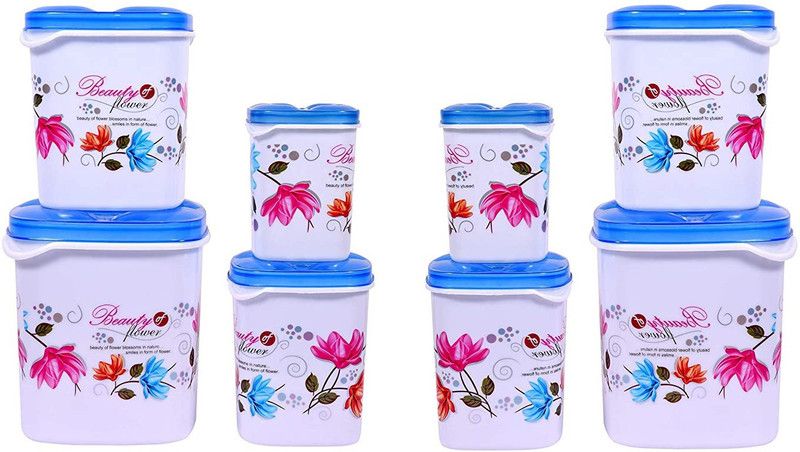 OBIXO Plastic Jars & Containers (pink) - 2000 ml, 1500 ml, 1000 ml, 500 ml Plastic Cookie Jar  (Pack of 2, Blue)