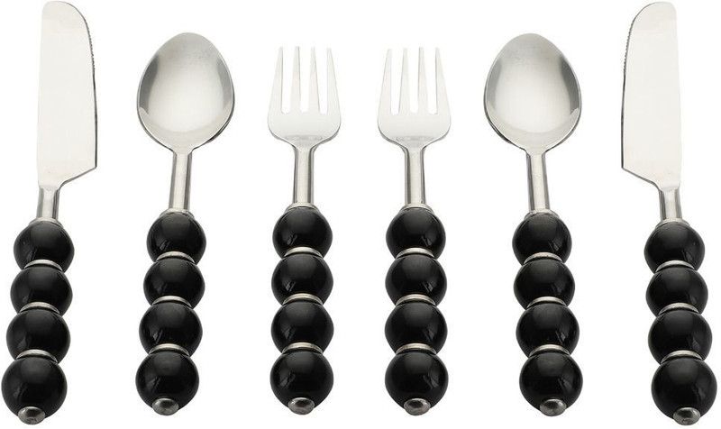 VarEesha Regal Sky Blue Beads Stainless Steel Silverware Set of Twelve - Spoons & Forks Stainless Steel Cutlery Set  (Pack of 6)