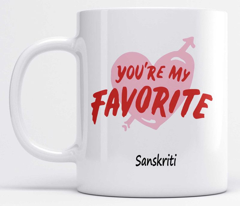 You're My Favorite Sanskriti Heart Shape Design Printed Ceramic Coffee Mug  (325 ml)
