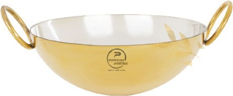 Param UPYOG 3MM Brass Deep Heavy Pital Kadhai / Wok with Tin Coating Inside (Kalai) Kadhai 27.5 cm diameter 3.5 L capacity  (Brass)