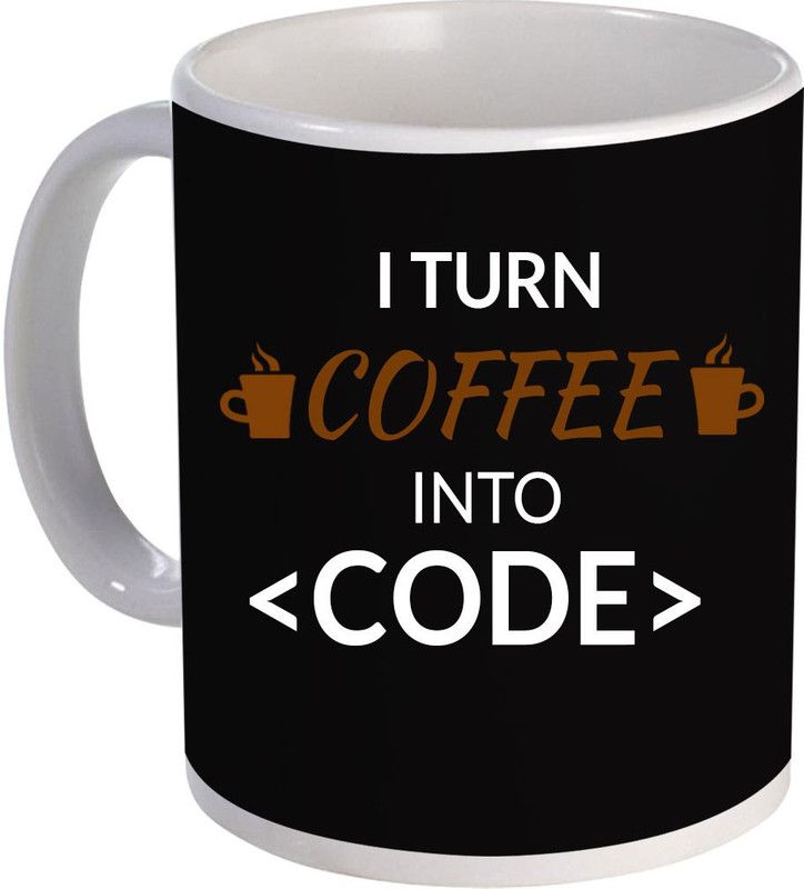 COLOR YARD best I turn coffee into code on white Ceramic Coffee Mug  (325 ml)
