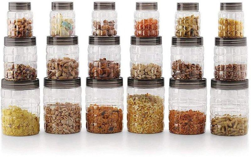 cello Plastic Grocery Container - 650 ml, 300 ml, 1200 ml  (Pack of 18, Clear)