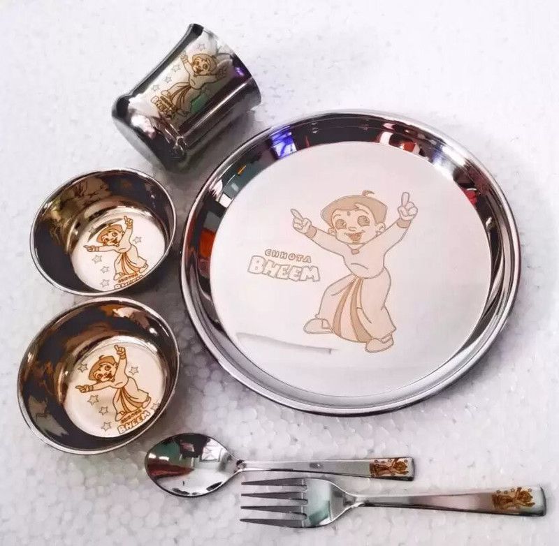 Stainless Steel Pack of 6 Stainless Steel CHHOTA BHEEM KID Dinner Set Dinner Set
