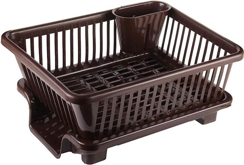 Neyu Dish Drainer Kitchen Rack  (Plastic, Brown)