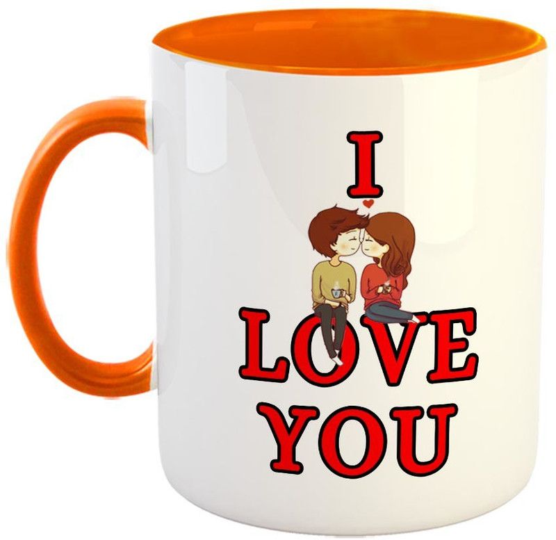 FABTODAY I Love You Coffee - Best Valentine Gift for Husband and Boyfriend Girlfriend Wife (Orange) Ceramic Coffee Mug  (350 ml)