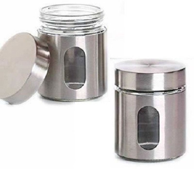 HALO NATION Steel, Glass Utility Container - 350 ml  (Pack of 2, Silver)