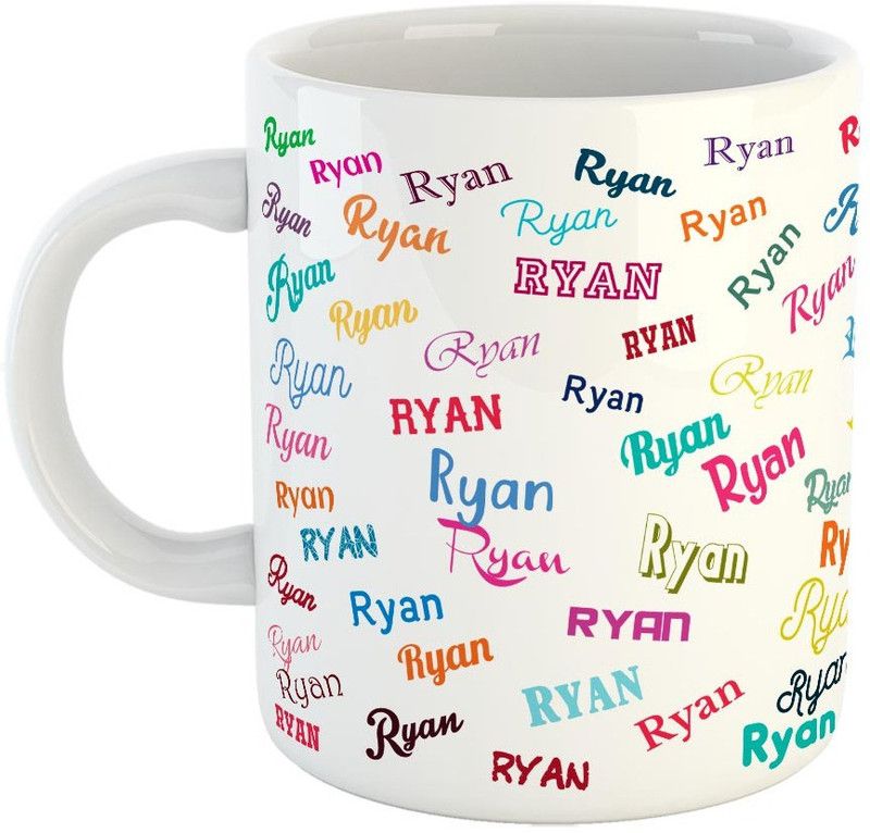 Furnish Fantasy Birthday Ceramic Coffee - Best Birthday Gift for Son, Daughter, Brother, Sister, Gift for Kids, Return Gift - Color - White, Name - Ryan Ceramic Coffee Mug  (350 ml)