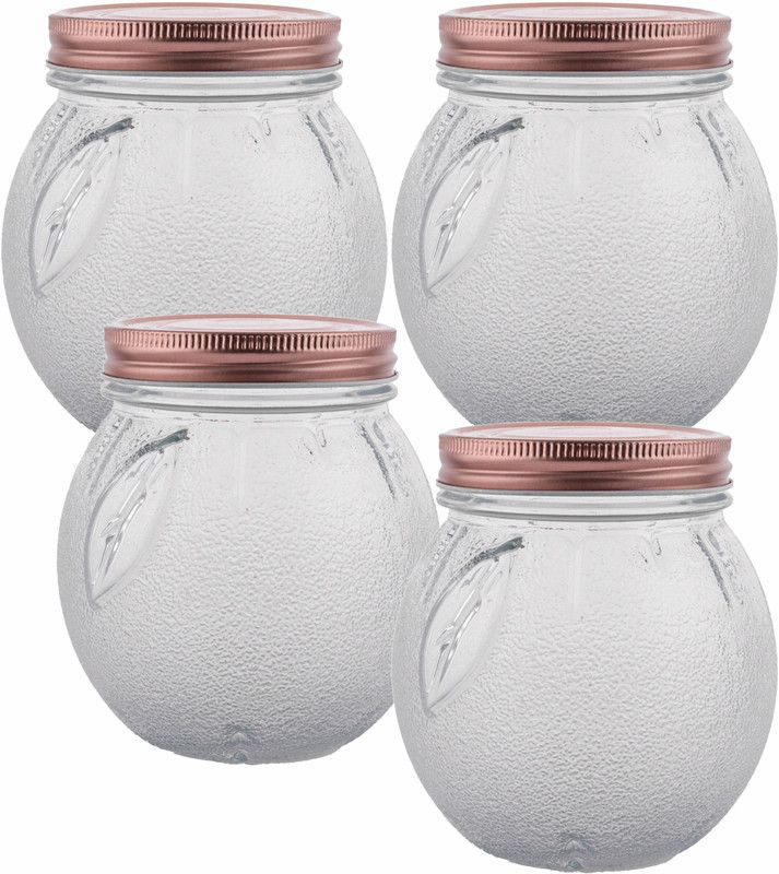 White Gold Glass Food Storage Jar - 500 ml Glass Utility Container  (Pack of 4, Clear)