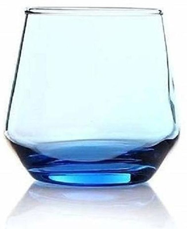 GVJ TRADERS (Pack of 12) Glasses Set of 6 pcs 370 ml Bar Glass for Drinking Bourbon, Whisky, Glass Set Wine Glass  (370 ml, Glass, Blue)