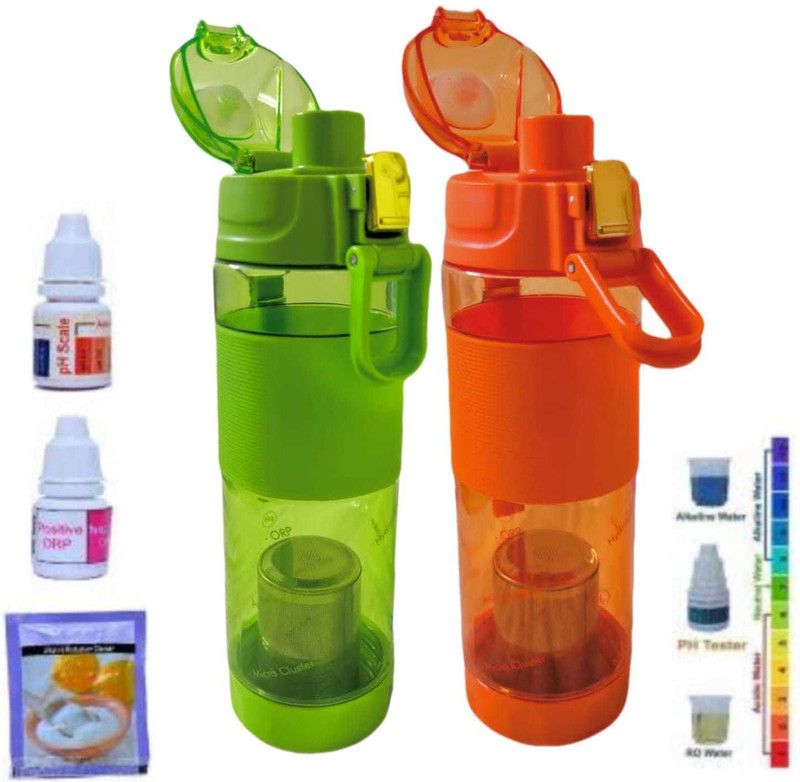 New India Choice Alkaline water bottle 650ml capacity Tritan Material (Green and Orange) 650 ml Bottle  (Pack of 2, Green, Orange, Tritan)