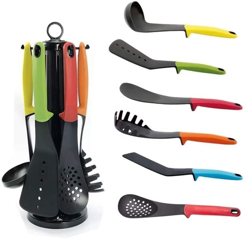 CLICKEDIN All in 1 Kitchen Cooking Tool Premium Quality(Ladle Spoon Spatula Combo 6Pc Set) Kitchen Tool Set  (Multicolor, Ladle, Spatula, Baking Tools)