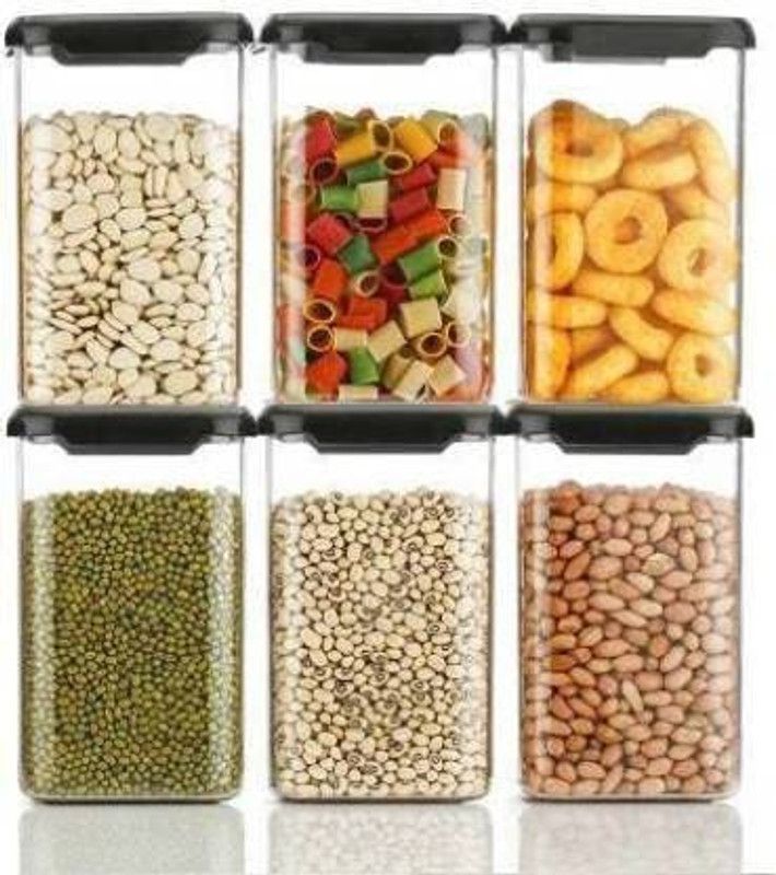 Wishbone Plastic Grocery Container - 1100 ml  (Pack of 6, Clear)