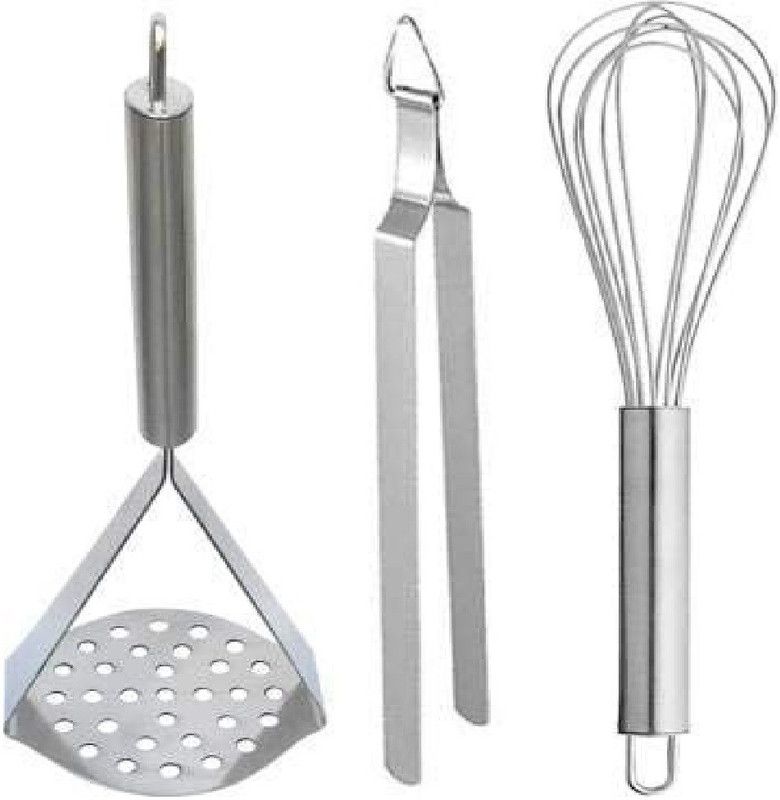 UBIKA KITCHEN Premium Kitchen Tools Set - MASHER_CHIMTA_WHISK Kitchen Tool Set  (Tong, Masher, Whisk)