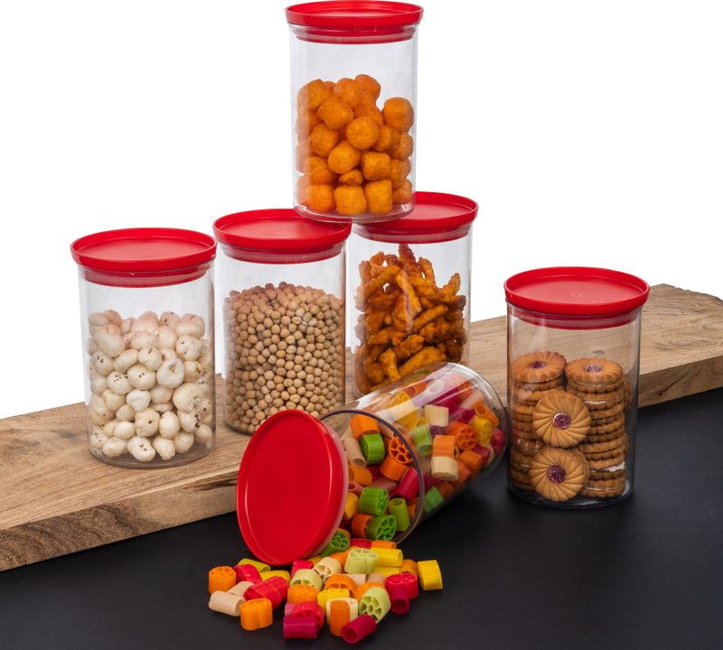 Flipkart SmartBuy Plastic Grocery Container - 900 ml  (Pack of 6, Red)