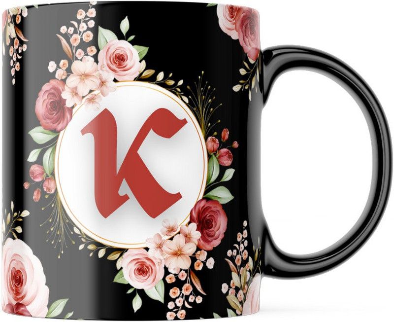 Alphabet "K" Printed Coffee, Birthday Gift for Girlfriend, Wife, Friend Ceramic Coffee Mug  (330 ml)