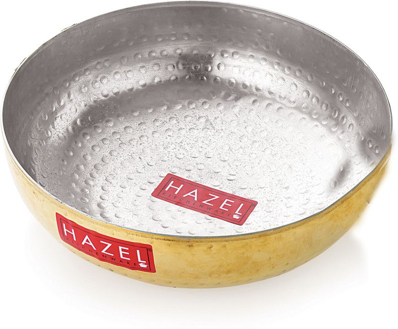 HAZEL Brass Kadai Tasra 100% Pure with Tin Coating Hammered for Cooking Utensils Kadhai 24 cm diameter 2.6 L capacity  (Brass)