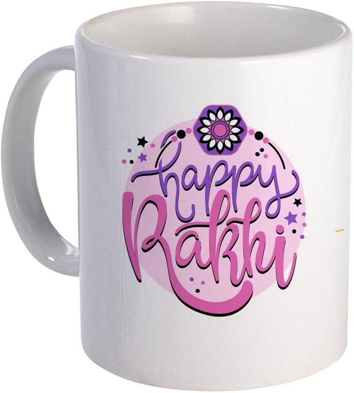 COLOR YARD best happy rakshabandhan lettering design on Ceramic Coffee Mug  (320 ml)