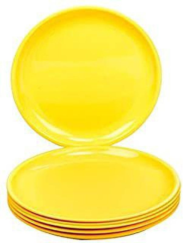 Kanha Gloss Finish Yellow Colored Unbreakable Round Microwave Safe Dinner Plates Biryani Plates For Home and Restaurant Canteen Parties (11 Inches) Dinner Plate  (Pack of 6, Microwave Safe)