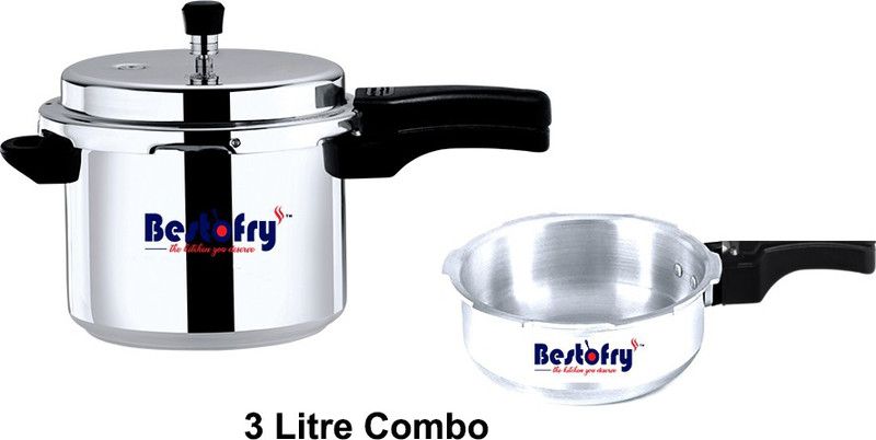 Bestofry - the kitchen you deserve Cooker and Pan Combo with common lid 2 L, 3 L Pressure Cooker & Pressure Pan  (Aluminium)