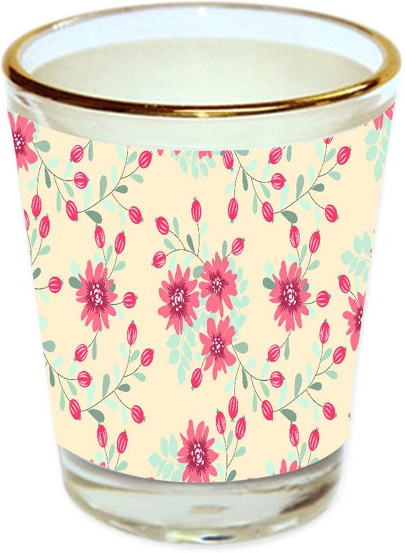Sri Sai Shopping vodka shot glass multicolor floral design with golden rim for home and bar accessories 40ml (style-10159) Glass Shot Glass  (40 ml, Glass, Multicolor)