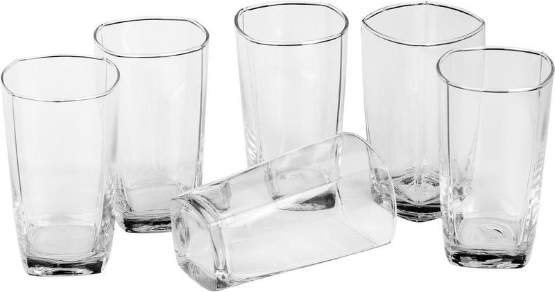 Somil (Pack of 6) Multipurpose Designer Look Transparant Glass Set Of Four No_SK71 Glass Set Water/Juice Glass  (330 ml, Glass, Clear)