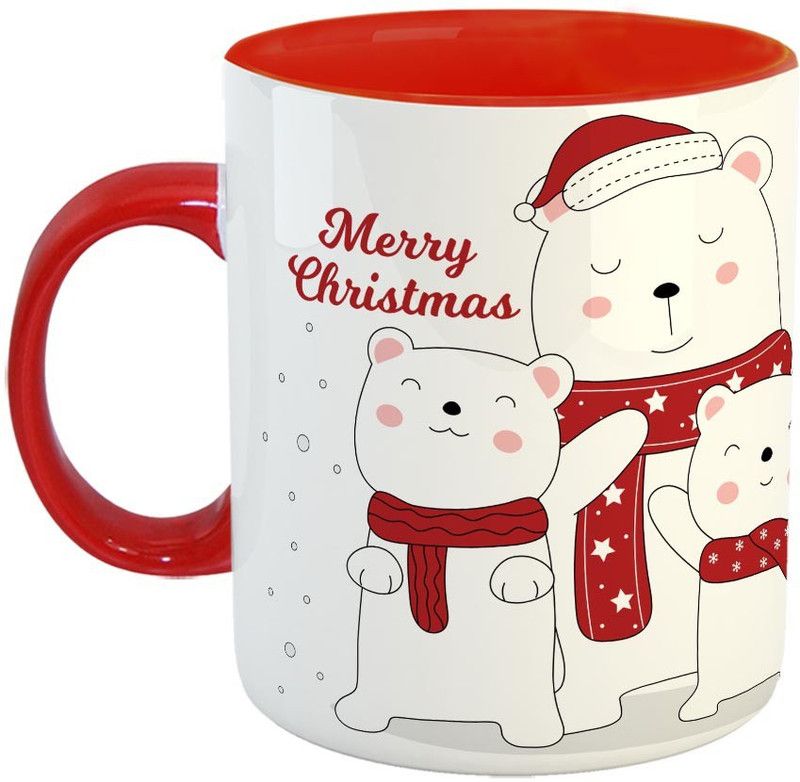 Furnish Fantasy Christmas Ceramic Coffee - Best Gift for Christmas - Color - Red (1010) Ceramic Coffee Mug  (350 ml)