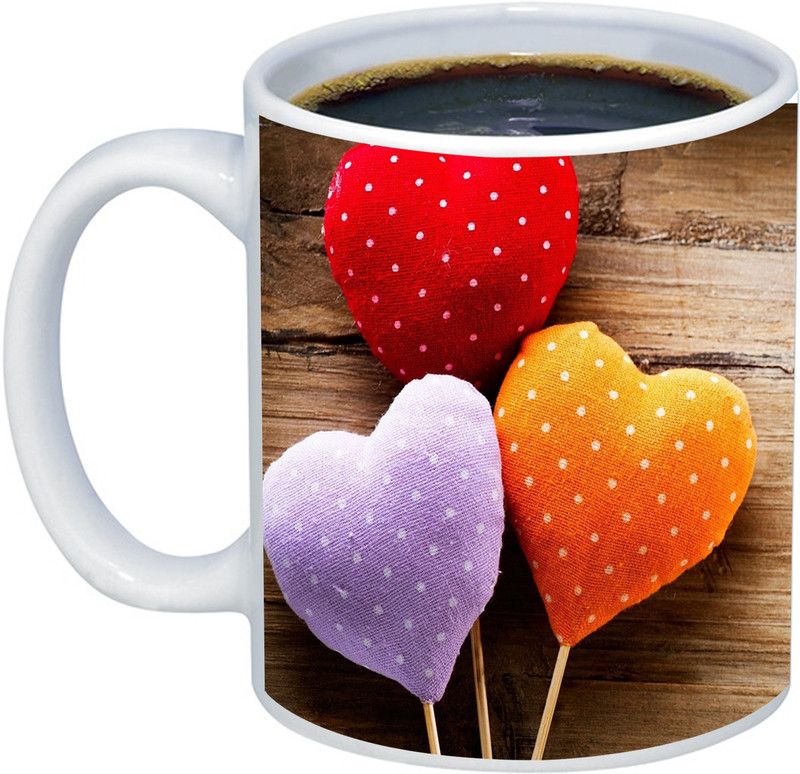 ADITI Designs World Best Dad Happy Fathers day heart background theme Ceramic Coffee Mug  (350 ml)