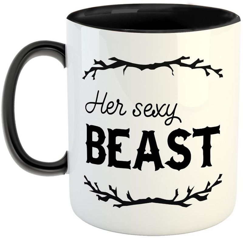 FABTODAY Her Sexy Beast Coffee - Best Gift for Wife, Wife On Marriage, Anniversary, Birthday Valentine Gift Wifey Ceramic Coffee Mug  (350 ml)