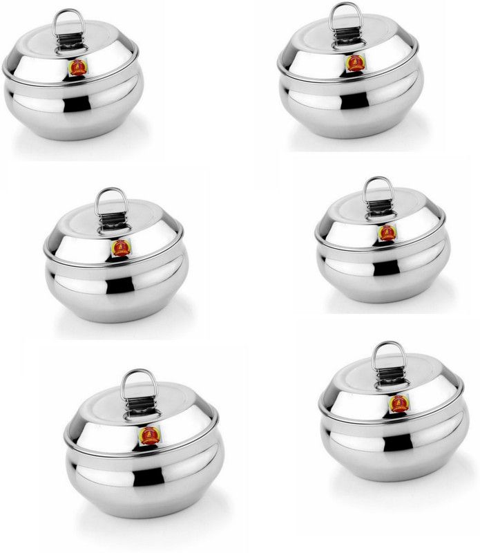 Ambit Steel Grocery Container - 200 ml  (Pack of 6, Silver)