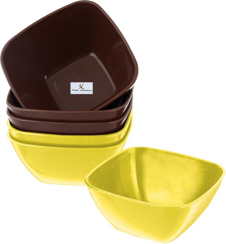 KUBER INDUSTRIES Plastic Serving Bowl  (Pack of 6, Brown, Green)
