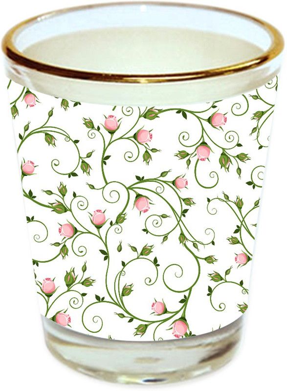 Sri Sai Shopping vodka shot glass multicolor floral design with golden rim for home and bar accessories 40ml (style-10267) Glass Shot Glass  (40 ml, Glass, Multicolor)