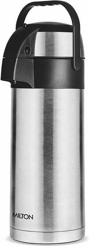 MILTON 3.5 L Beverages Dispenser 3500 ml Flask  (Pack of 1, Silver, Black, Steel)