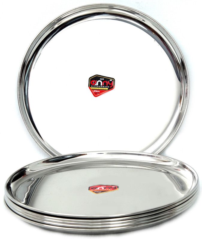 Anny Stainless Steel China Plate Set Of 6 (11 Inch) Dinner Plate  (Pack of 6)