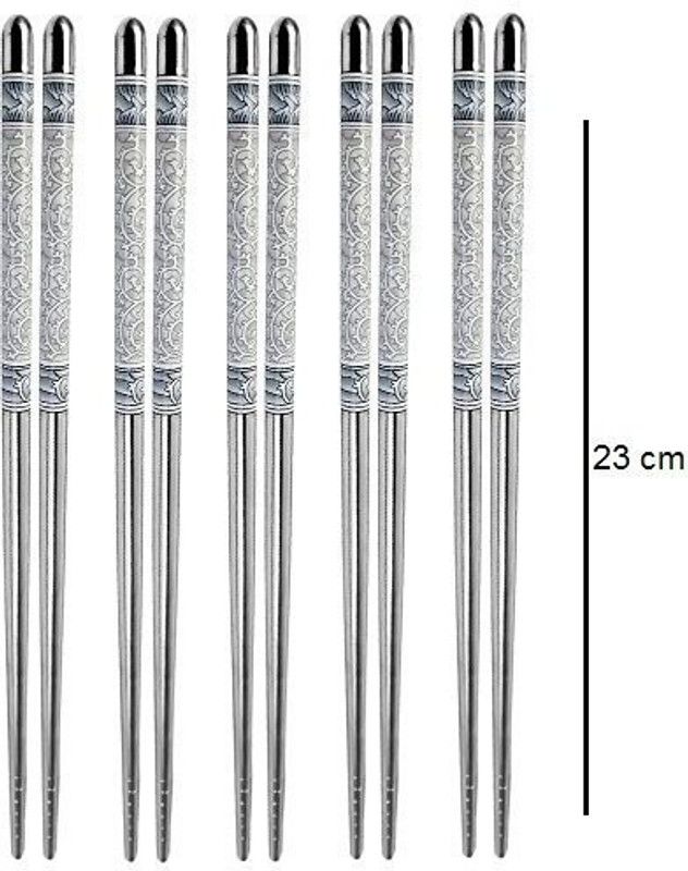Vishwa enterprise Eating Stainless Steel Chinese Chopstick  (Silver Pack of 10)
