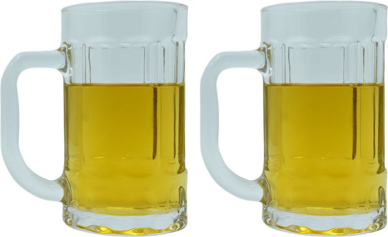 DealFly (Pack of 2) New Transparent Beer Mug Glass Set (Pack Of 2)-HJ21 Glass Set Beer Mug  (450 ml, Glass, Clear)
