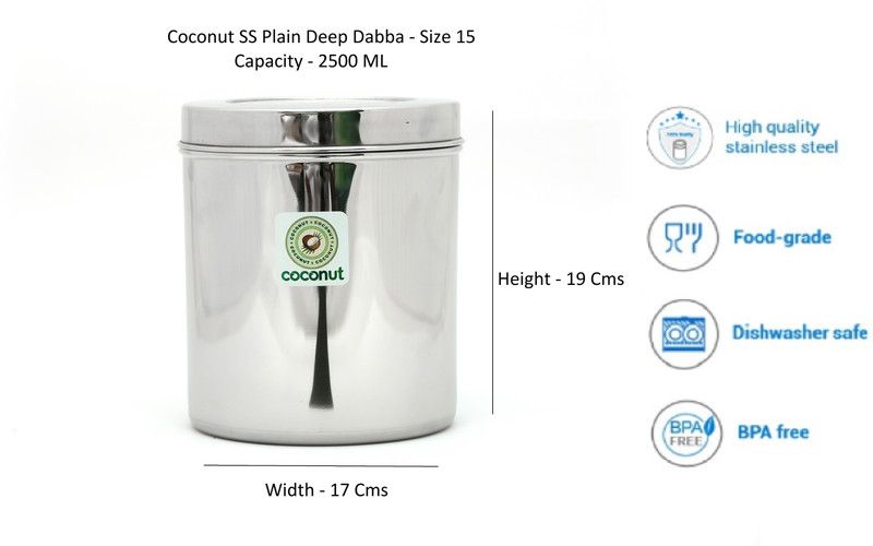 COCONUT Steel Spice Container - 2.5 L  (Silver)
