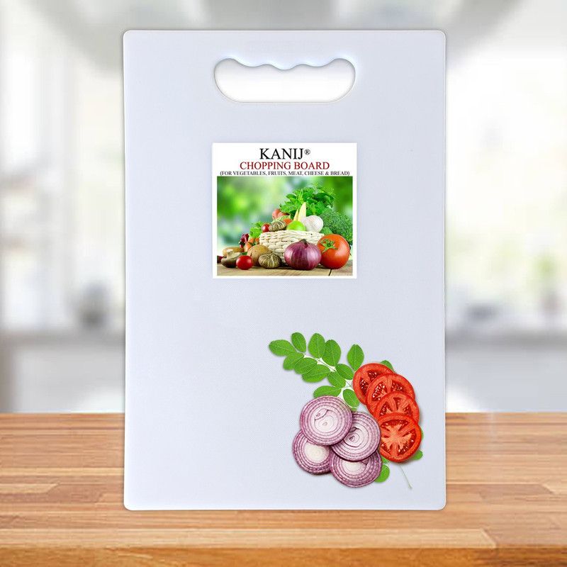 KANIJ Cutting board | Chopping Board For Kitchen Vegetable Fruit bread cheese pizza Kitchen Chef Cooking Cutting Chopping Polypropylene Cutting Board  (White Pack of 1 Dishwasher Safe)
