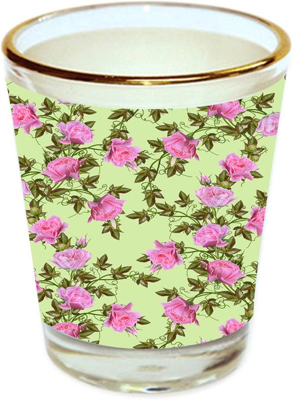 Sri Sai Shopping vodka shot glass multicolor floral design with golden rim for home and bar accessories 40ml (style-10328) Glass Shot Glass  (40 ml, Glass, Multicolor)