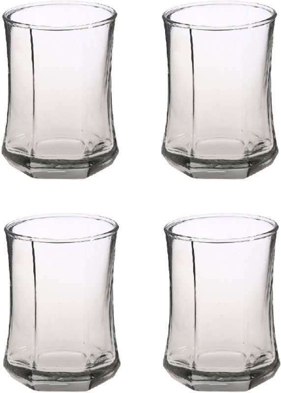 Somil (Pack of 4) New Stylish & Designer Baverage Tumbler Multipurpose Clear Glass (Set Of 4)-GZ58 Glass Set Water/Juice Glass  (300 ml, Glass, Clear, White)