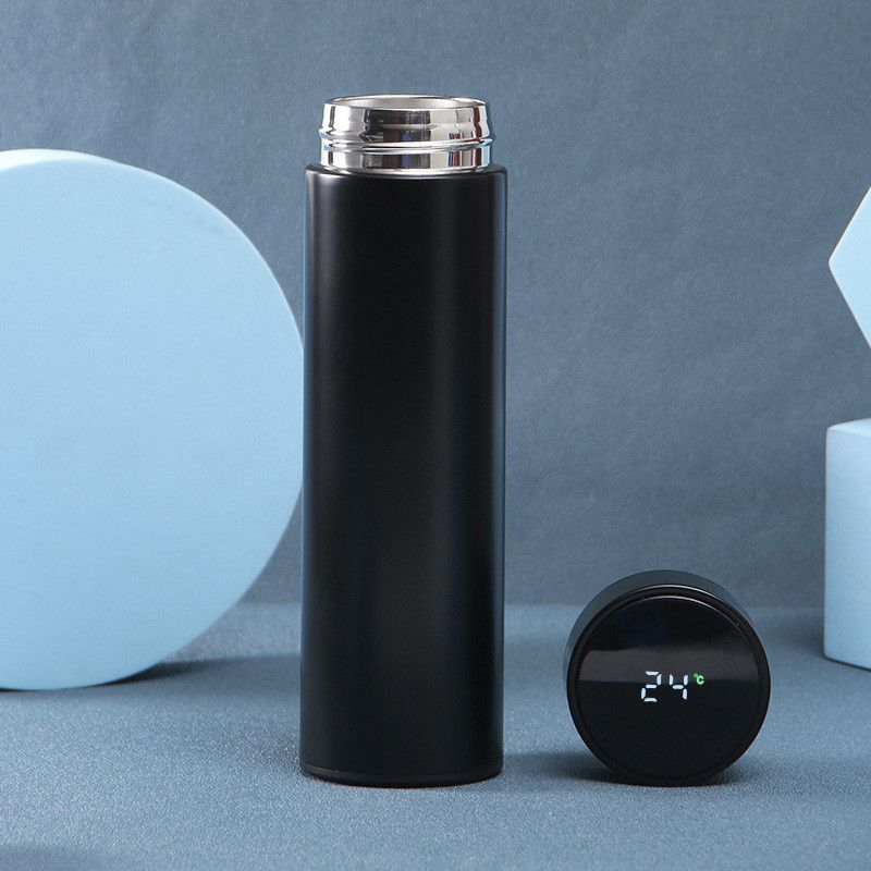 LED Indicator Display Hot & Cool Double Wall Temperature Water Bottle TB21 500 ml Bottle  (Pack of 1, Black, Steel)