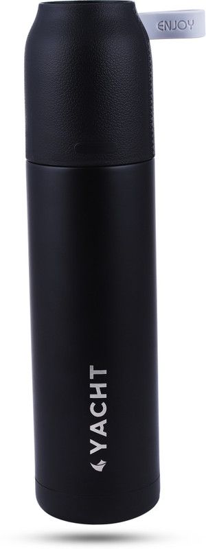 YACHT Vacuum Insulated Hot Cold Double wall Thermosteel Bottle Enjoy 500 ml Flask  (Pack of 1, Black, Steel)