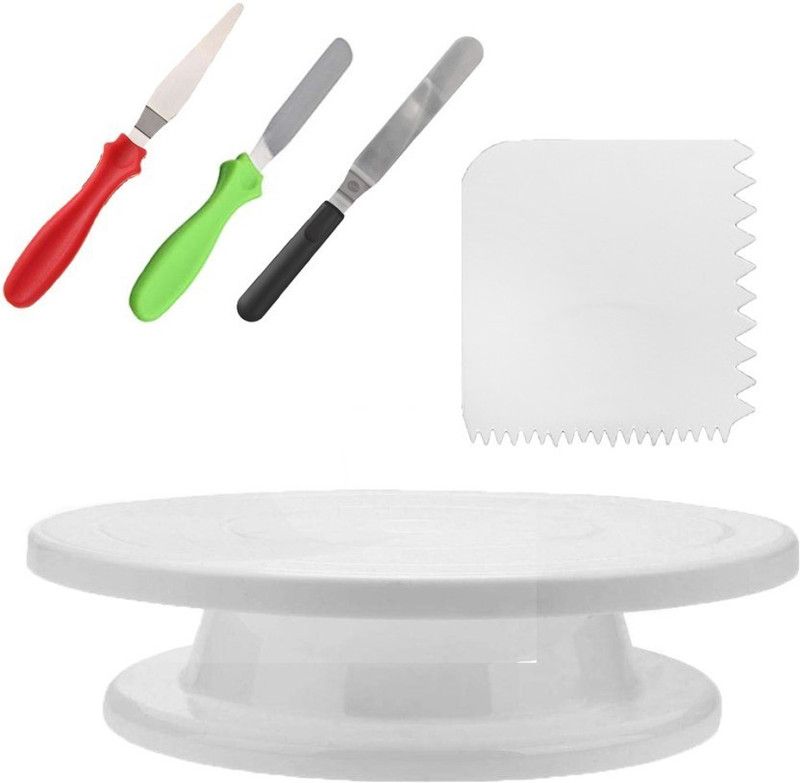 MASTER ROYAL BACKNCOOK TOOLS Baking Combo Set of turn table with Sculpting Tool and Spatula Pallet Knife Kitchen Tool Set  (Multicolor, Baking Tools)