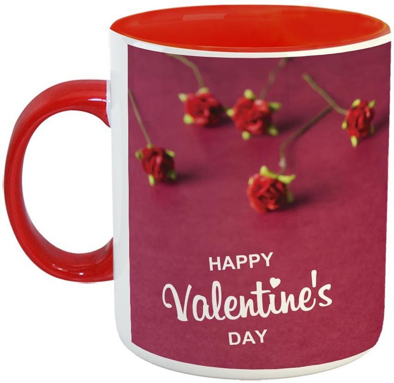 Furnish Fantasy Happy Valentines Day Ceramic Coffee - Best Gift for Husband, Boyfriend, Girlfriend, Wife, Valentines Day Gift - Color - Red (1139) Ceramic Coffee Mug  (350 ml)