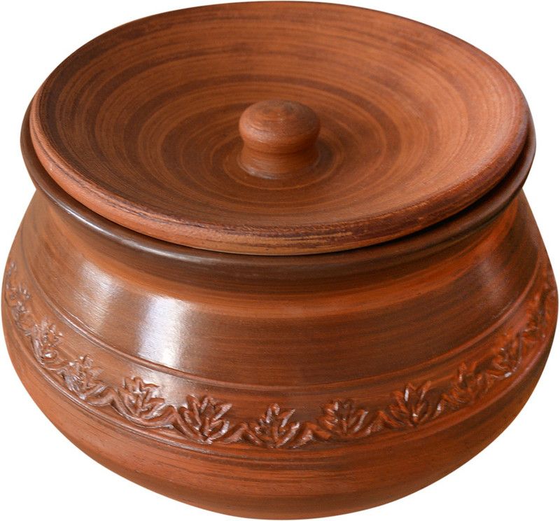 StyleMyWay Handcrafted Round Bottom Clay Handi with Lid – 1.25 Ltr Handi 1.25 L with Lid  (Earthenware)